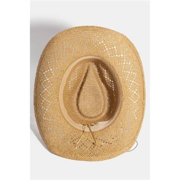 Fame Turquoise and Shell Star Beads Strap Western Straw Hat